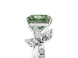 White gold Fancy Green Radiant  Diamond Floral Vine Solitaire Engagement Ring_8