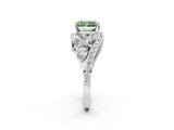White gold Fancy Green Radiant  Diamond Halo Ring with Marquise and Pavé Band in Prong Setting_26