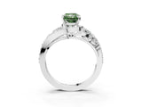 White gold Fancy Green Radiant  Diamond Halo Ring with Marquise and Pavé Band in Prong Setting_27