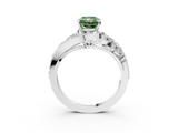 White gold Fancy Green Radiant  Diamond Halo Ring with Marquise and Pavé Band in Prong Setting_76
