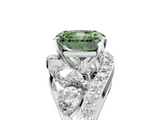 White gold Fancy Green Radiant  Diamond Halo Ring with Marquise and Pavé Band in Prong Setting_78