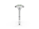 White gold Fancy Green Radiant  Diamond Halo Ring with Milgrain Frame and Pavé Band_61