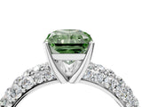White gold Fancy Green Radiant  Diamond Pavé Band Solitaire Ring with Four-Prong Setting_53