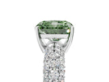 White gold Fancy Green Radiant  Diamond Pavé Band Solitaire Ring with Four-Prong Setting_54