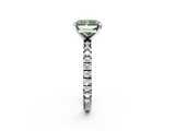 White gold Fancy Green Radiant  Diamond Pavé Band Solitaire with Four-Prong Setting_201