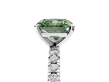 White gold Fancy Green Radiant  Diamond Pavé Band Solitaire with Four-Prong Setting_204