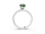 White gold Fancy Green Radiant  Diamond Pavé Band Solitaire with Four-Prong Setting_224