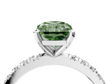 White gold Fancy Green Radiant  Diamond Pavé Band Solitaire with Four-Prong Setting_225