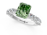 White gold Fancy Green Radiant  Diamond Pavé Band Solitaire with Four-Prong Setting_4