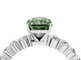 White gold Fancy Green Radiant  Diamond Pavé Band Solitaire with Four-Prong Setting_7