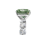 White gold Fancy Green Radiant  Diamond Pavé Band Solitaire with Four-Prong Setting_8