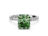 White gold Fancy Green Radiant  Diamond Pavé Band with Six-Prong Setting_27