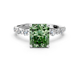 White gold Fancy Green Radiant  Diamond Prong Set Engagement Ring with Pave Band_267