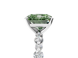 White gold Fancy Green Radiant  Diamond Prong Set Engagement Ring with Pave Band_272