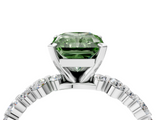 White gold Fancy Green Radiant  Diamond Prong Set Engagement Ring with Pave Band_274
