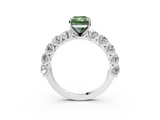 White gold Fancy Green Radiant  Diamond Prong Setting with Side Stones on a Pave Band_122