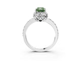 White gold Fancy Green Radiant  Diamond Solitaire Ring with Shared Prong Pavé Band_15