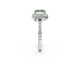 White gold Fancy Green Radiant  Diamond Solitaire Ring with Shared Prong Pavé Band_79