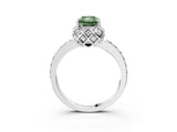 White gold Fancy Green Radiant  Diamond Solitaire Ring with Shared Prong Pavé Band_82