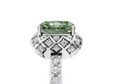 White gold Fancy Green Radiant  Diamond Solitaire Ring with Shared Prong Pavé Band_84