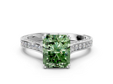White gold Fancy Green Radiant  Diamond Solitaire with Pave Band and Six-Prong Setting_20
