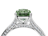 White gold Fancy Green Radiant  Diamond Solitaire with Pave Band and Six-Prong Setting_24
