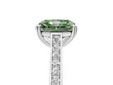 White gold Fancy Green Radiant  Diamond Solitaire with Pave Band and Six-Prong Setting_25