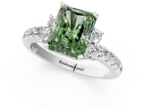 White gold Fancy Green Radiant  Diamond Three-Stone Pave Band with Four-Prong Setting_21