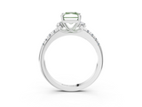 White gold Fancy Green Radiant  Diamond Three-Stone Pave Band with Four-Prong Setting_23