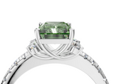 White gold Fancy Green Radiant  Diamond Three-Stone Pave Band with Four-Prong Setting_24