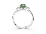 White gold Fancy Green Radiant  Diamond Three-Stone Ring with Trapezoid Side Stones and Prong Setting_20