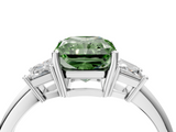 White gold Fancy Green Radiant  Diamond Three-Stone Ring with Trapezoid Side Stones and Prong Setting_21