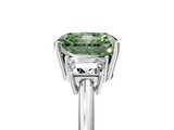 White gold Fancy Green Radiant  Diamond Three-Stone Ring with Trapezoid Side Stones and Prong Setting_22