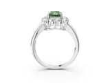 White gold Fancy Green Radiant  Halo Cluster Diamond Engagement Ring with Prong Setting and Polished Band_78