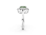 White gold Fancy Green Radiant  Halo Cluster Diamond Engagement Ring with Solitaire Band and Prong Setting_84