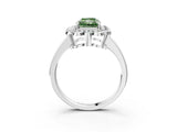 White gold Fancy Green Radiant  Halo Cluster Diamond Engagement Ring with Solitaire Band and Prong Setting_86