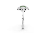 White gold Fancy Green Radiant  Halo Diamond Cluster Engagement Ring with Milgrain Bezel Setting and Solitaire Band_41