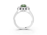 White gold Fancy Green Radiant  Halo Diamond Cluster Engagement Ring with Milgrain Bezel Setting and Solitaire Band_42