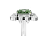 White gold Fancy Green Radiant  Halo Diamond Cluster Engagement Ring with Milgrain Bezel Setting and Solitaire Band_44