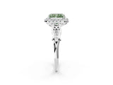 White gold Fancy Green Radiant  Halo Diamond Engagement Ring with Filigree Band and Four-Prong Setting_107