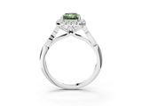 White gold Fancy Green Radiant  Halo Diamond Engagement Ring with Filigree Band and Four-Prong Setting_108
