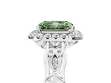 White gold Fancy Green Radiant  Halo Diamond Engagement Ring with Filigree Band and Four-Prong Setting_110