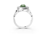 White gold Fancy Green Radiant  Halo Diamond Engagement Ring with Milgrain Band and Four-Prong Setting_69