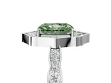 White gold Fancy Green Radiant  Halo Diamond Engagement Ring with Milgrain Band and Four-Prong Setting_71