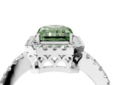 White gold Fancy Green Radiant  Halo Diamond Engagement Ring with Pavé Band and Four-Prong Setting_91