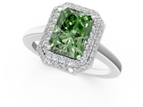 White gold Fancy Green Radiant  Halo Diamond Engagement Ring with Solitaire Band and Four-Prong Setting_37