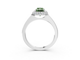 White gold Fancy Green Radiant  Halo Diamond Engagement Ring with Solitaire Band and Four-Prong Setting_39