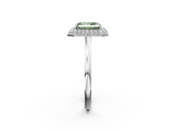 White gold Fancy Green Radiant  Halo Diamond Engagement Ring with Solitaire Band and Four-Prong Setting_39