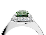 White gold Fancy Green Radiant  Halo Diamond Engagement Ring with Solitaire Band and Four-Prong Setting_41