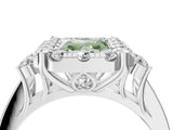 White gold Fancy Green Radiant  Halo Diamond Engagement Ring with Split Shank and Four-Prong Setting_54